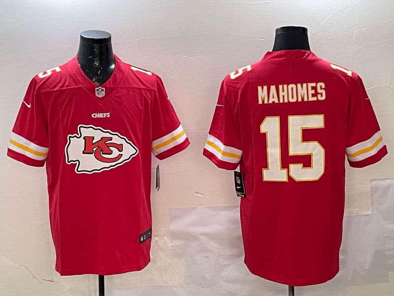 Men Kansas City Chiefs #15 Mahomes Red Nike Team Logo 2025 NFL Jersey style 1